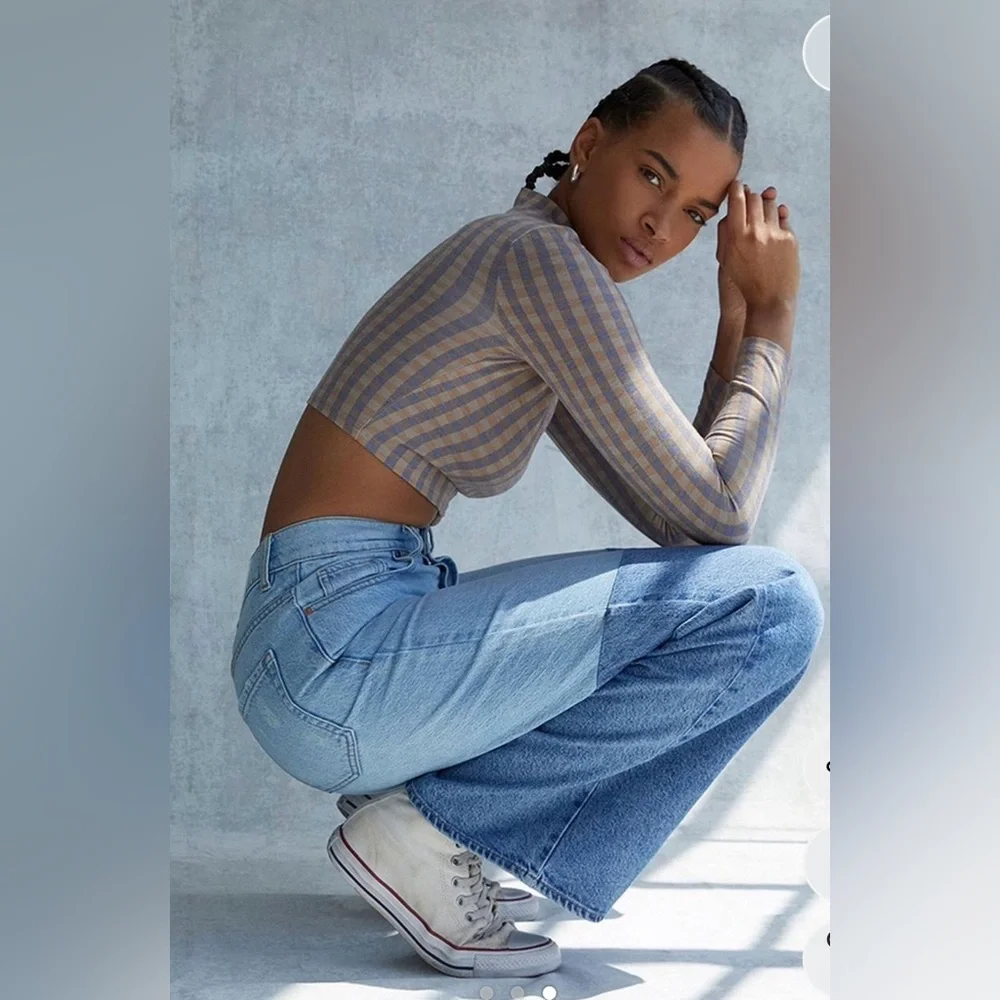 PacSun Light and Dark Blue Flare Jeans